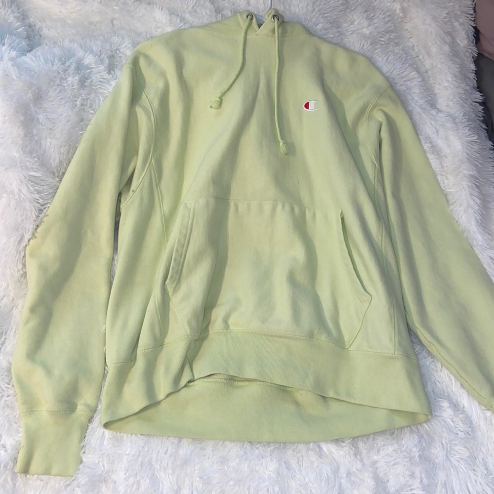Bright Green Champion Men’s reverse weave hoodie